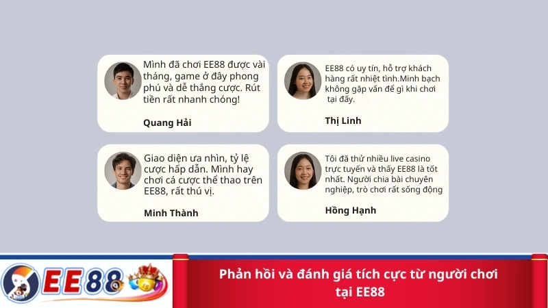 Phản hồi và đánh giá tích cực từ người chơi tại EE88