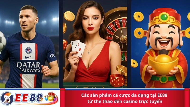 Các sản phẩm cá cược đa dạng tại EE88 từ thể thao đến casino trực tuyến