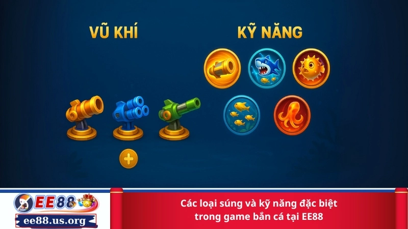 Các loại súng và kỹ năng đặc biệt trong game bắn cá tại EE88