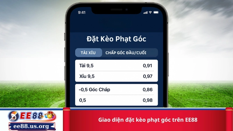 Giao diện đặt kèo phạt góc trên EE88