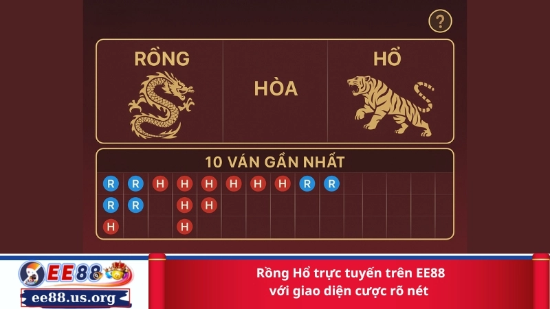 Rồng Hổ trực tuyến trên EE88 với giao diện cược rõ nét